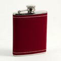 Red Leather Flask - 6 Oz.